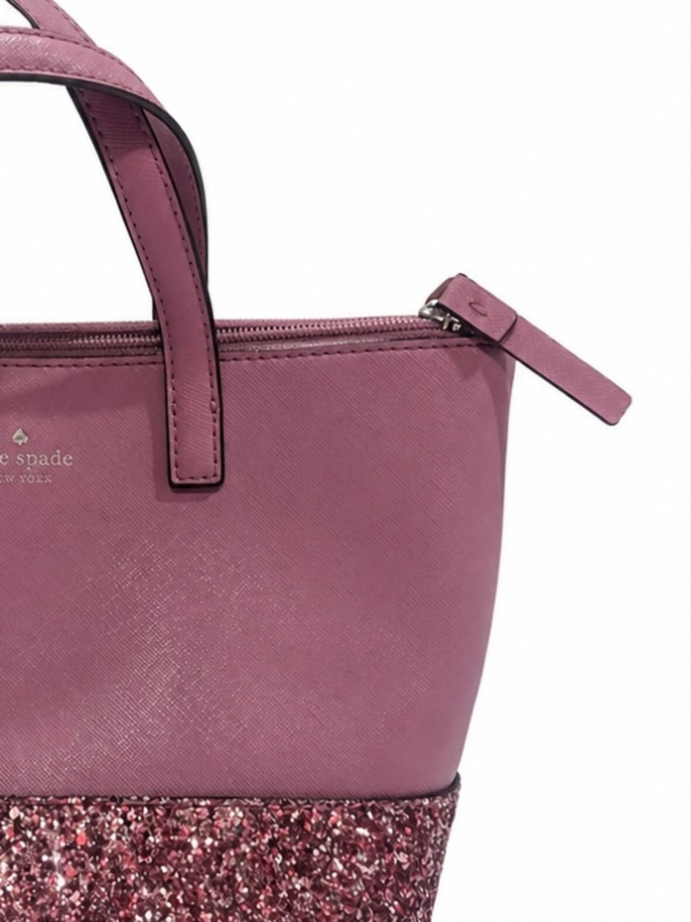 Kate Spade Small Pink Glitter Tote with Crossbody Strap - Picture 12 of 12